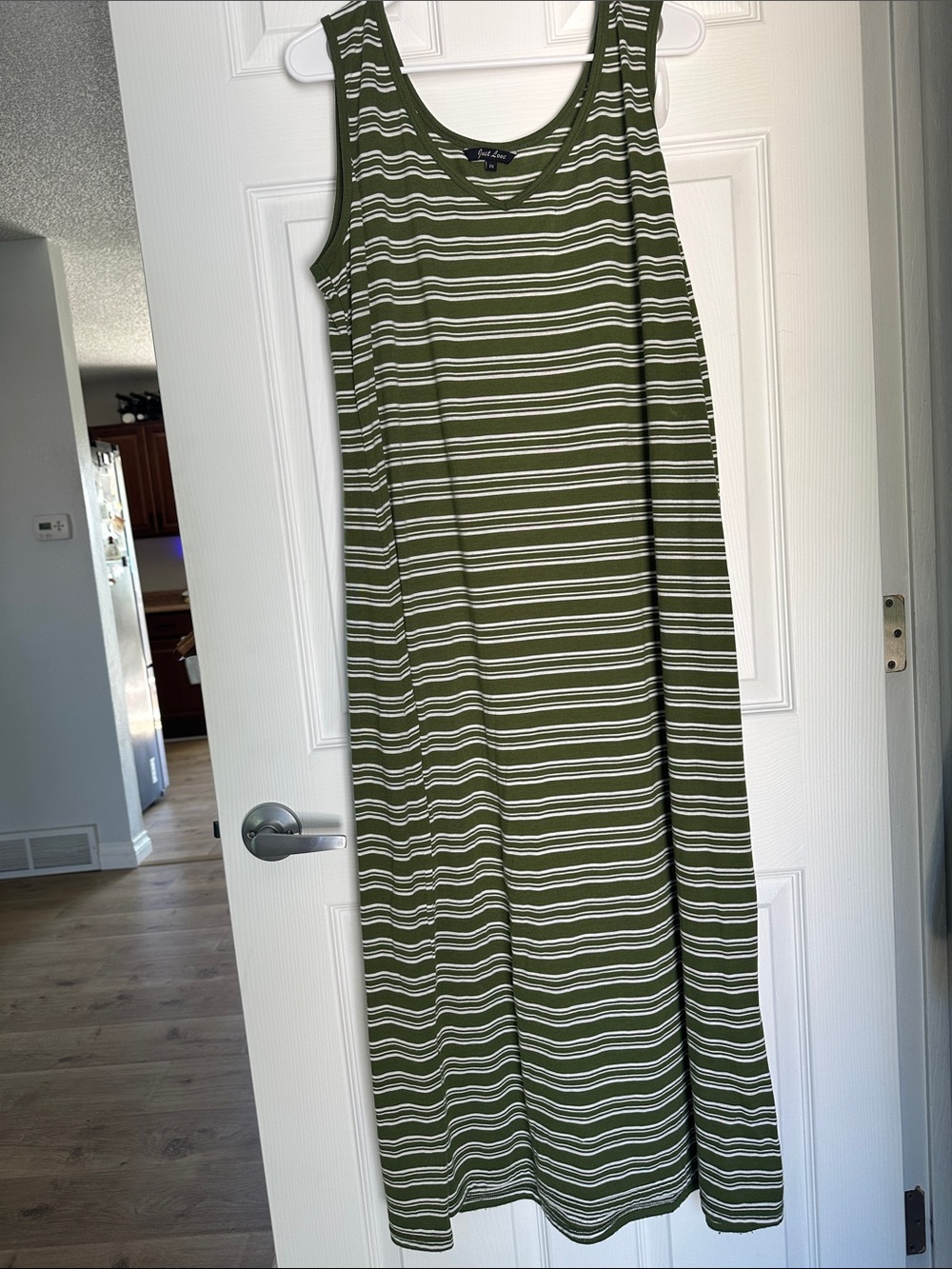 Just Love Olive Green and White Striped Maxi Dress